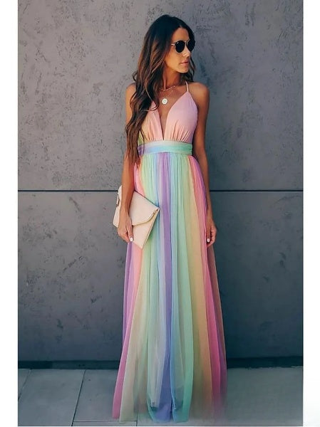 Women's Swing Dress Valentina with Flared Skirt and V-Neck