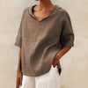 Lena™ Women's Linen Blouse with V-Neck