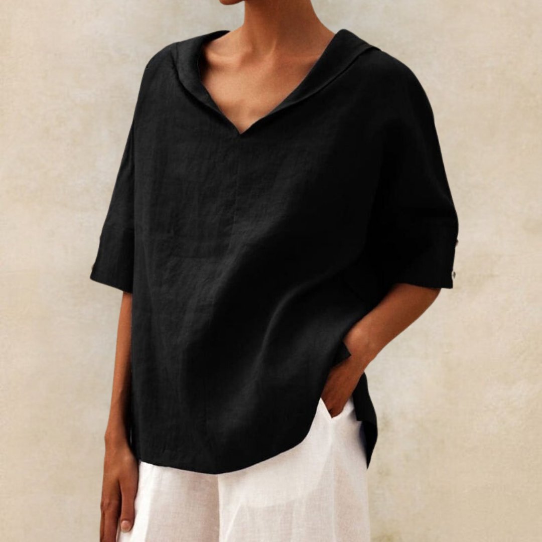 Lena™ Women's Linen Blouse with V-Neck