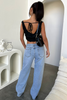 Women's low-rise wide-leg jeans in 2000s style