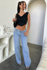 Women's low-rise wide-leg jeans in 2000s style