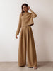 Angelika - Padded top with long sleeves and wide-leg pants for women