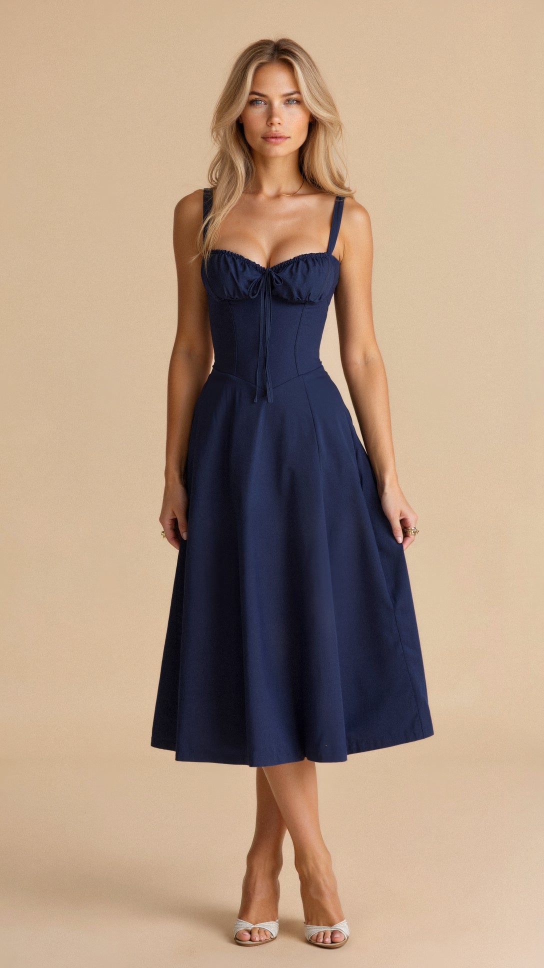 Arabella Tailored Women's Dress with Lacing and Heart Neckline