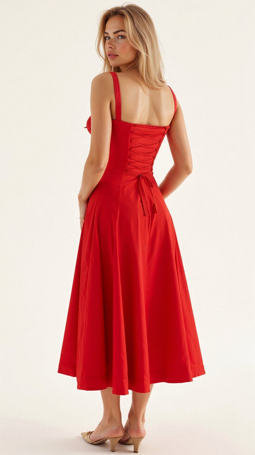 Arabella Tailored Women's Dress with Lacing and Heart Neckline