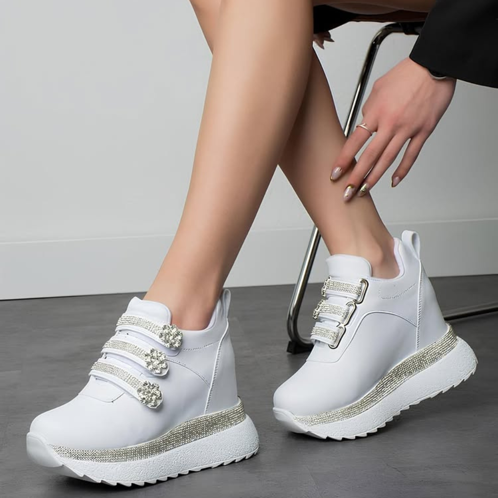 White Sneakers with Rhinestones