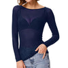 Valentina – Transparent Mesh Long-Sleeve Top for Women
